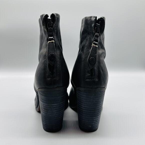 Rag & Bone Boots Womens 8.5 Black Leather Newbury Ankle Booties Block Heel Zip - Picture 6 of 12